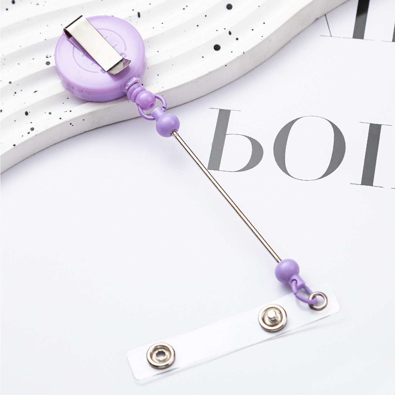 Wholesale Badge Reels DIY Beadable Bar  Retractable Keychain